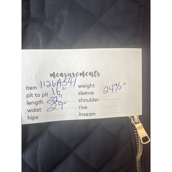 ZARA XS Quilted Navy Jacket Gold Zipper Pockets & Chain Detail - Picture 12 of 13